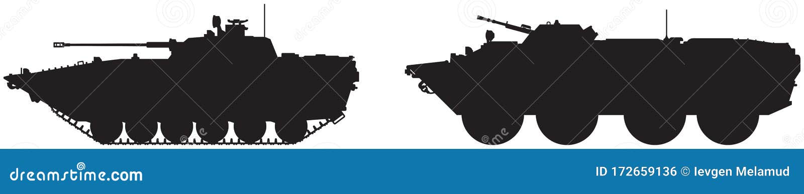 army tank and military vehicle  silhouettes set 1 afv bmp and apc btr